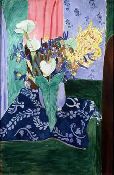 Blue Vase with Flowers on a Blue Tablecloth 1913. Creator: Henri Matisse
