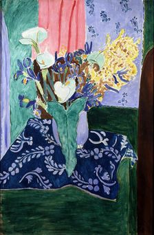 Blue Vase with Flowers on a Blue Tablecloth 1913. Creator: Henri Matisse