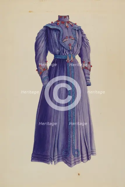 Blue Afternoon Dress, c. 1938. Creator: Lucien Verbeke.