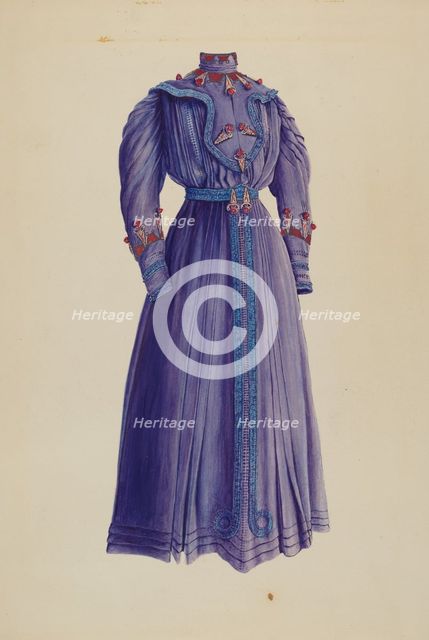 Blue Afternoon Dress, c. 1938. Creator: Lucien Verbeke.