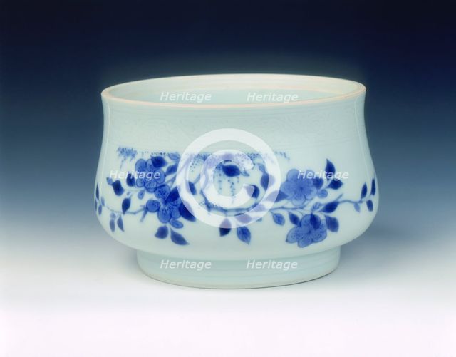 Blue and white censer, Transitional period, China, c1640. Creator: Unknown.