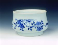 Blue and white censer, Transitional period, China, c1640. Creator: Unknown