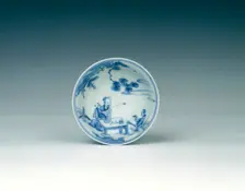Blue and white cup showing calligrapher Wang Xizhi, China, 1573-1620. Creator: Unknown