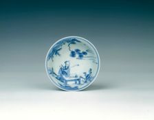 Blue and white cup showing calligrapher Wang Xizhi, China, 1573-1620. Creator: Unknown