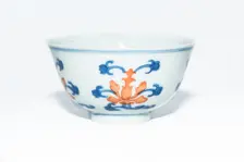 Blue and white cup with red enamel, 1908. Creator: Unknown