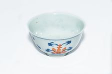 Blue and white cup with red enamel, 1908. Creator: Unknown