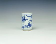 Blue and white cylindrical container, China, 1621-1627. Creator: Unknown