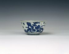 Blue and white bowl with cabbage-like flowers, Ming dynasty, China, 1550-1580. Creator: Unknown