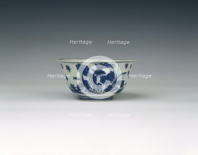 Blue and white bowl with cabbage-like flowers, Ming dynasty, China, 1550-1580. Creator: Unknown.