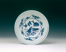 Blue and white bowl with ducks on a pond, China, 1550-1575. Creator: Unknown
