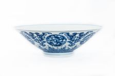 Blue and white bowl with kui dragon medallions, 1723-1735. Creator: Unknown