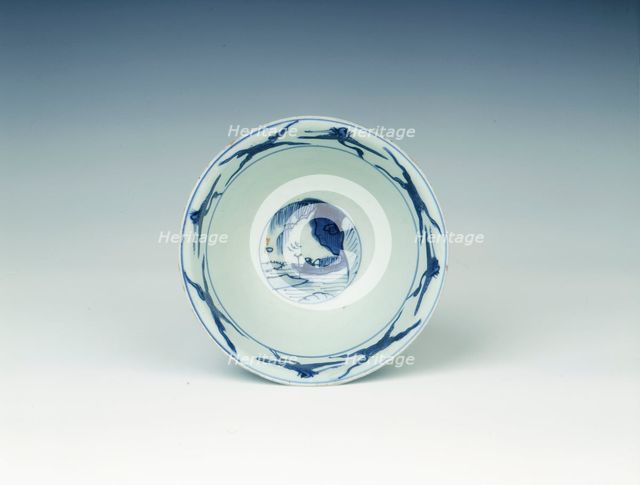 Blue and white bowl with seascape, Ming dynasty, China, 1560-1580. Creator: Unknown.