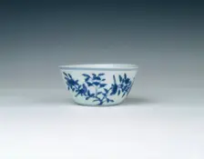 Blue and white bowl with song birds, Qing dynasty, China, c1720-1725. Creator: Unknown