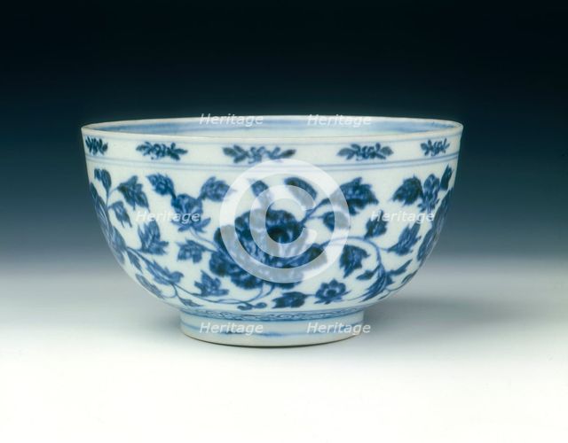 Blue and white bowl, early Ming dynasty, Yongle period, China, 1402-1424. Creator: Unknown.