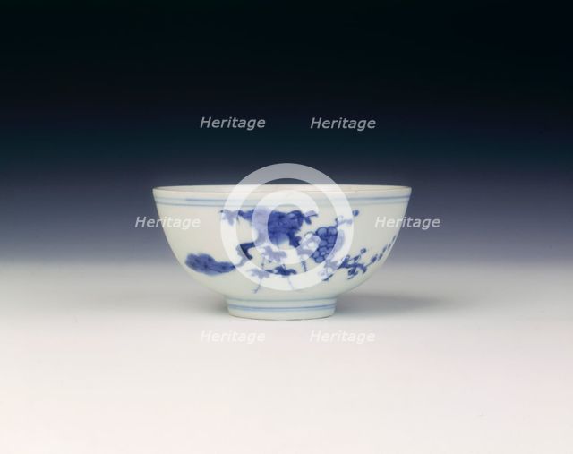 Blue and white bowl, Ming dynasty, Tianqi period, China, 1621-1627. Creator: Unknown.