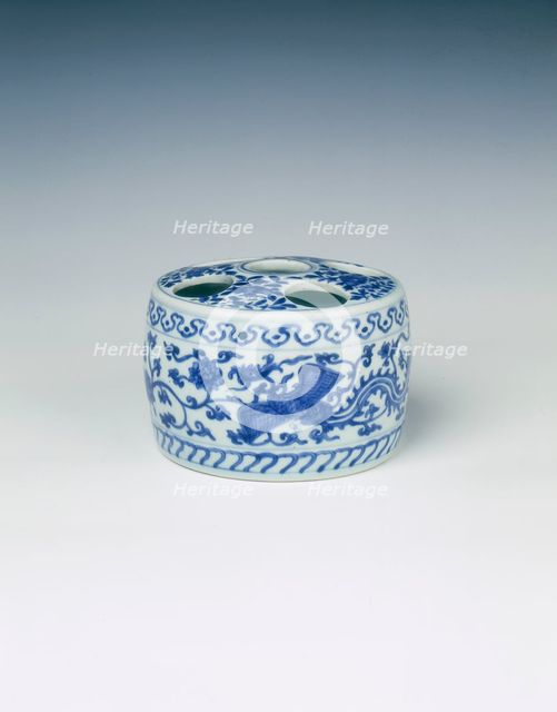 Blue and white brush and ink stand, China, 1522-1566. Creator: Unknown.