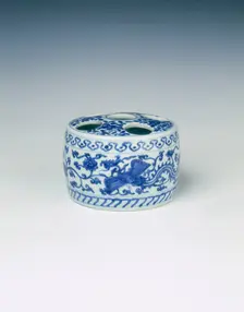 Blue and white brush and ink stand, China, 1522-1566. Creator: Unknown