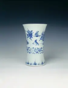 Blue and white gu-shaped vase, Transitional period, China, c1640-1650. Creator: Unknown