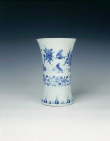 Blue and white gu-shaped vase, Transitional period, China, c1640-1650. Creator: Unknown