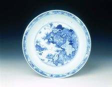 Blue and white dish, early Kangxi period, Qing dynasty, China, 1662-1677. Creator: Unknown