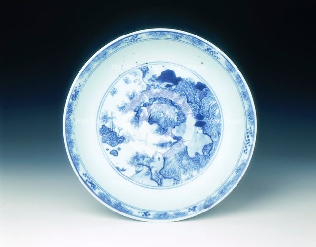 Blue and white dish, early Kangxi period, Qing dynasty, China, 1662-1677. Creator: Unknown.