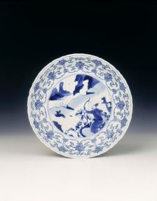 Blue and white dish, Qing dynasty, mid Kangxi, China, 1683-1700. Creator: Unknown