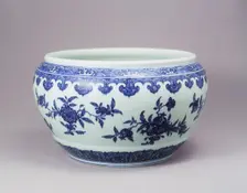 Blue and white fish bowl in Ming style, Yongzheng period, Qing dynasty, China, 1723-1735. Creator: Unknown
