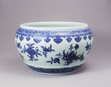 Blue and white fish bowl in Ming style, Yongzheng period, Qing dynasty, China, 1723-1735. Creator: Unknown