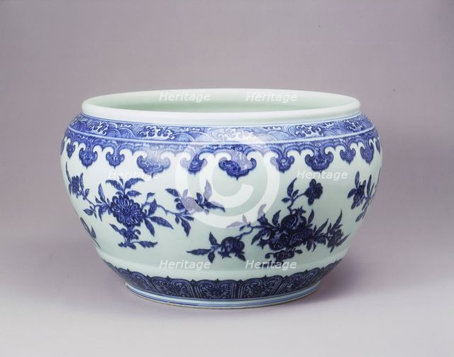 Blue and white fish bowl in Ming style, Yongzheng period, Qing dynasty, China, 1723-1735. Creator: Unknown.