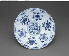 Blue and White Floral Bowl, Ming dynasty (1368-1644), Xuande reign (1426-1435). Creator: Unknown
