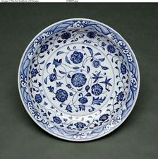 Blue and White Floral Dish, Ming dynasty (1368-1664), Yongle period (1403-1425). Creator: Unknown