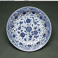Blue and White Floral Dish, Ming dynasty (1368-1664), Yongle period (1403-1425). Creator: Unknown