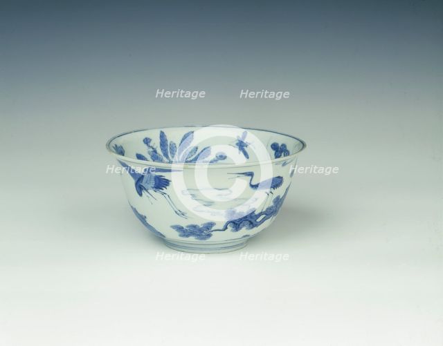 Blue and white Kraak porcelain bowl, China, 1550-1575. Creator: Unknown.