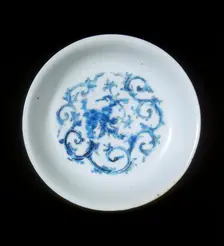 Blue and white ink palette, Qing dynasty, China, 19th century. Creator: Unknown