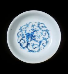 Blue and white ink palette, Qing dynasty, China, 19th century. Creator: Unknown