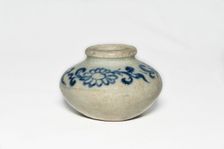 Blue and white jarlet with floral decoration, 14th-15th century. Creator: Unknown