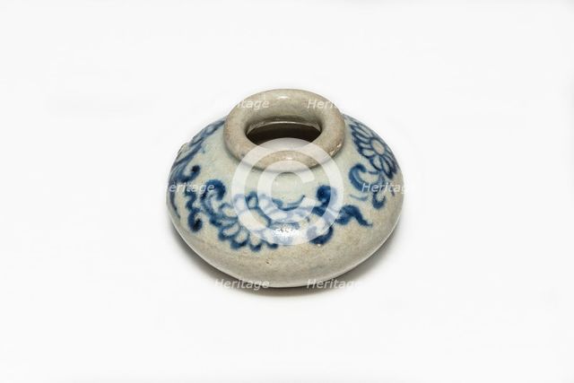 Blue and white jarlet with floral decoration, 14th-15th century. Creator: Unknown.
