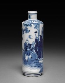 Blue and White Snuff Bottle, 1661-1722. Creator: Unknown