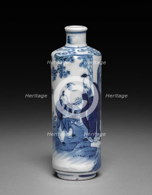 Blue and White Snuff Bottle, 1661-1722. Creator: Unknown.