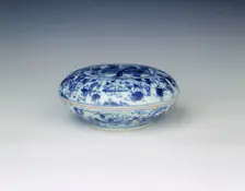 Blue and white seal box, China, 1640-1670. Creator: Unknown
