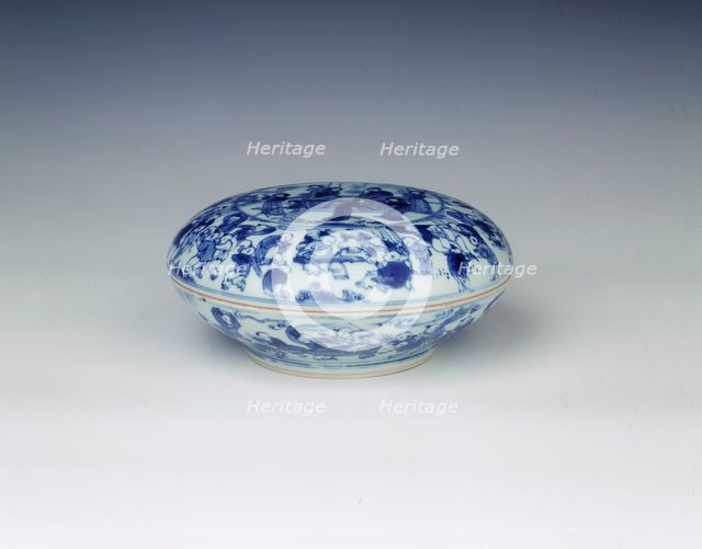 Blue and white seal box, China, 1640-1670. Creator: Unknown.