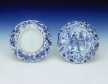 Blue and white seal box, China, 1640-1670. Creator: Unknown