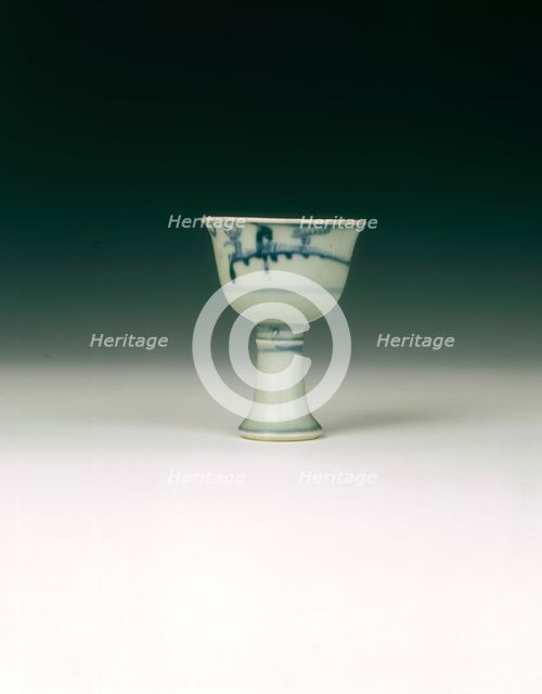 Blue and white stem cup, China, 1465-1487. Creator: Unknown.