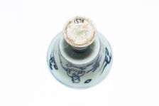 Blue and white stem cup with two scholars in landscape, 2nd half 15th century