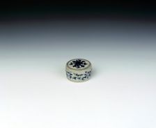 Blue and white straight-sided covered box with lotus, Chu Dau kiln, Vietnam, mid 15th century. Creator: Unknown