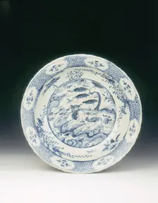Blue and white Swatow dish, China, 2nd half of the 16th century. Creator: Unknown