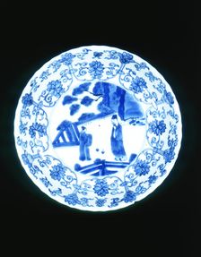 Blue and white plate, Qing dynasty, Kangxi middle period, China, 1683-1700