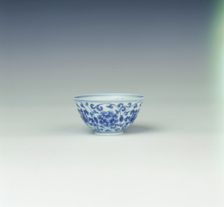 Blue and white wine cup, China, 1723-1735. Creator: Unknown