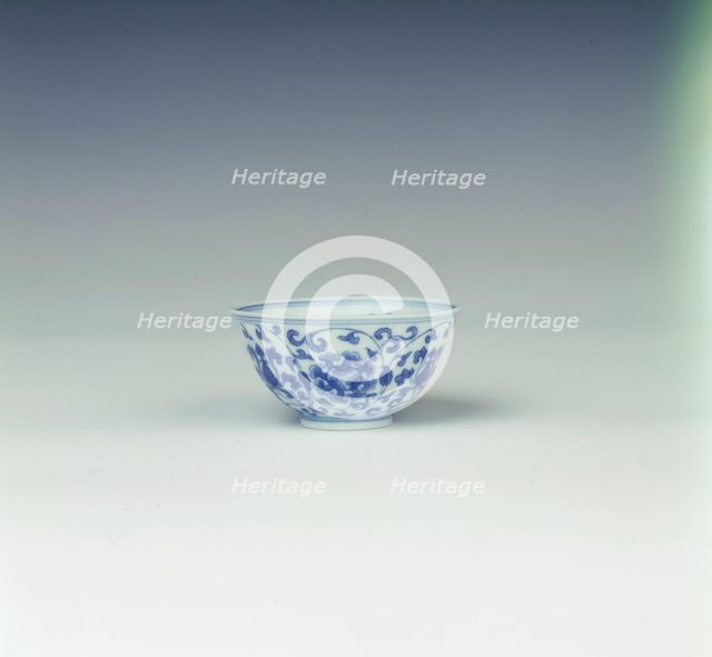 Blue and white wine cup, China, 1723-1735. Creator: Unknown.