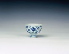 Blue and white tea or wine cup, China, 1450-1475. Creator: Unknown